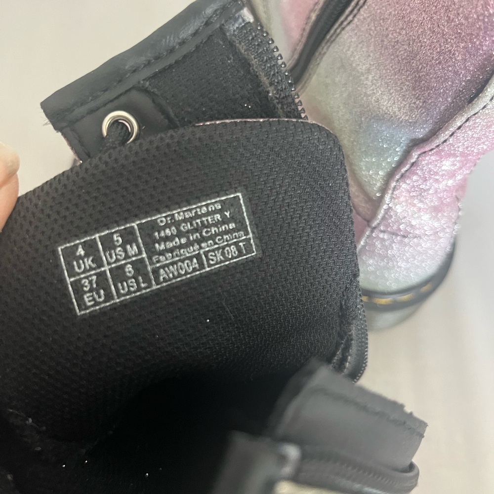 Dr. Martens Pink and Silver Glitter Boots 5 - Picture 6 of 8